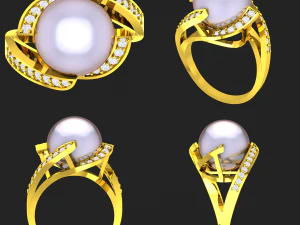 collection of 20 ladies pearl rings - 4 3D Print Model