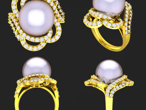 collection of 20 ladies pearl rings - 4 3D Print Model