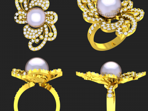 collection of 20 ladies pearl rings - 4 3D 打印模型