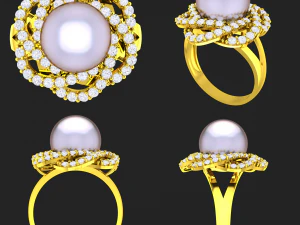 collection of 20 ladies pearl rings - 4 3D Print Model