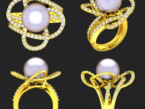 collection of 20 ladies pearl rings - 4 3D Print Model