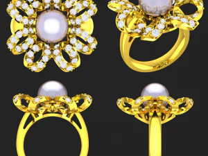 collection of 20 ladies pearl rings - 4 3D Print Model