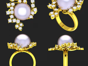 collection of 20 ladies pearl rings - 4 3D Print Model