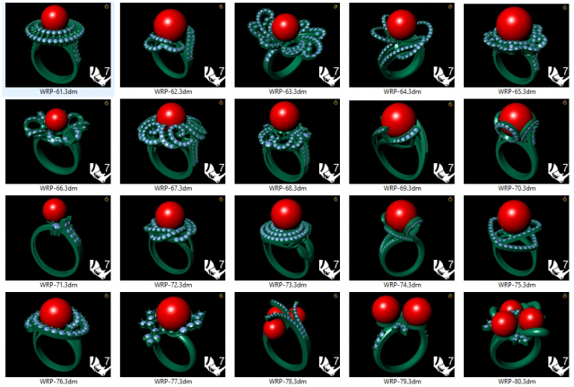 collection of 20 ladies pearl rings - 4 3D 打印模型 .c4d .max .obj .3ds .fbx .stl .blend 