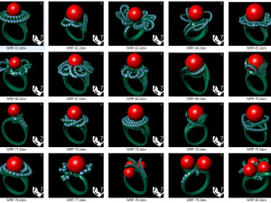 レディース パール リング 20 個のコレクション - 4 3Dプリントモデル