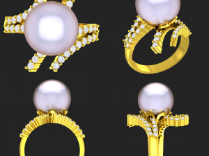 collection of 20 ladies pearl rings - 5 3D Print Model