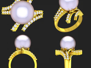 collection of 20 ladies pearl rings - 5 3D Print Model