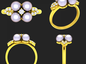 collection of 20 ladies pearl rings - 5 3D Print Model