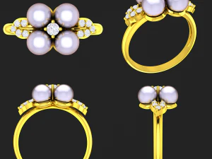 collection of 20 ladies pearl rings - 5 3D Print Model