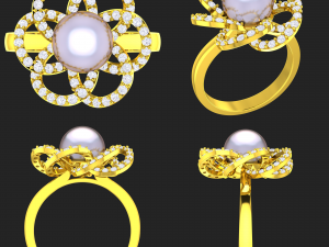 collection of 20 ladies pearl rings - 5 3D Print Model