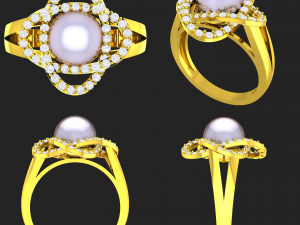 collection of 20 ladies pearl rings - 5 3D Print Model