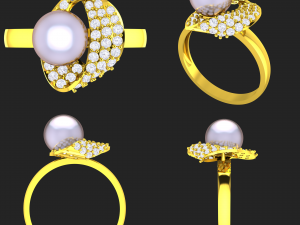 collection of 20 ladies pearl rings - 5 3D Print Model
