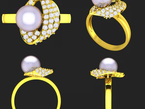 collection of 20 ladies pearl rings - 5 3D Print Model