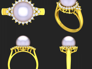collection of 20 ladies pearl rings - 5 3D Print Model