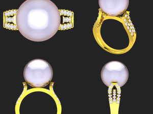 collection of 20 ladies pearl rings - 5 3D Print Model