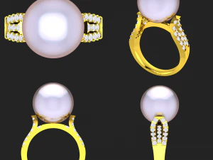 collection of 20 ladies pearl rings - 5 3D Print Model