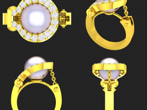 collection of 20 ladies pearl rings - 5 3D Print Model