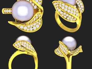 collection of 20 ladies pearl rings - 5 3D Print Model