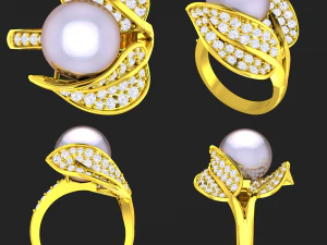 collection of 20 ladies pearl rings - 5 3D Print Model