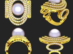 collection of 20 ladies pearl rings - 5 3D Print Model