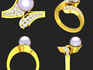 collection of 20 ladies pearl rings - 5 3D Print Model