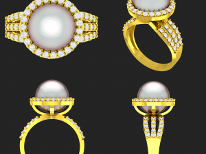 collection of 20 ladies pearl rings - 5 3D Print Model