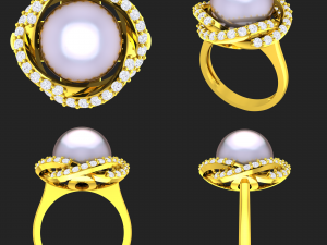 collection of 20 ladies pearl rings - 5 3D Print Model