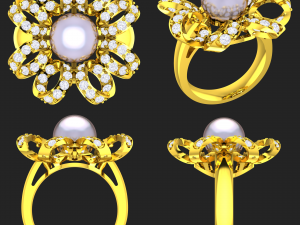 collection of 20 ladies pearl rings - 5 3D Print Model
