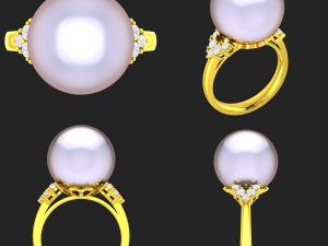 collection of 20 ladies pearl rings - 5 3D Print Model