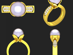 collection of 20 ladies pearl rings - 5 3D Print Model