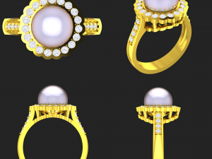 collection of 20 ladies pearl rings - 5 3D Print Model