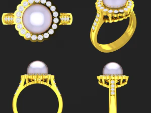 collection of 20 ladies pearl rings - 5 3D Print Model