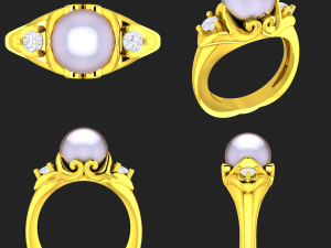 collection of 20 ladies pearl rings - 5 3D Print Model