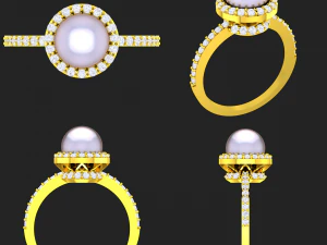 collection of 20 ladies pearl rings - 5 3D Print Model