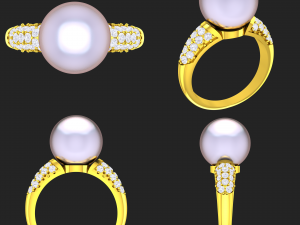 collection of 20 ladies pearl rings - 5 3D Print Model
