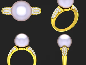 collection of 20 ladies pearl rings - 5 3D Print Model