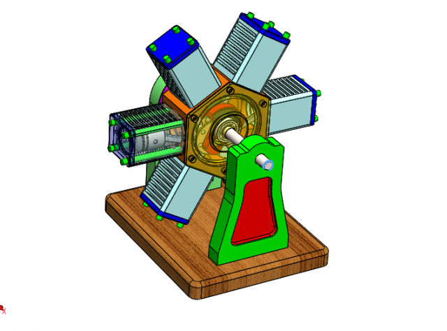 radial engine 3D Model .c4d .max .obj .3ds .fbx .stl .blend 