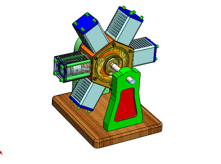 radial engine 3D Model .c4d .max .obj .3ds .fbx .stl .blend 