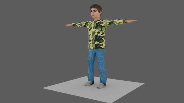 boy decent with face rigg obj fbx mb ma texture lowpoly game reday 3Dモデル .c4d .max .obj .3ds .fbx .stl .blend 