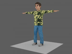 フェイスリグobj fbx mbmaテクスチャを備えたまともな少年、低ポリゲームの準備ができています 3Dモデル