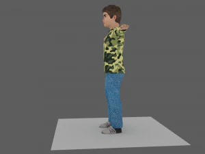 boy decent with face rigg obj fbx mb ma texture lowpoly game reday 3D Model