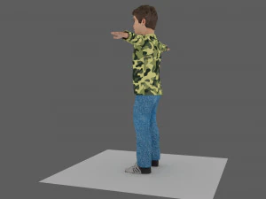 boy decent with face rigg obj fbx mb ma texture lowpoly game reday 3D Model