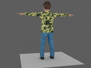 boy decent with face rigg obj fbx mb ma texture lowpoly game reday 3D Model