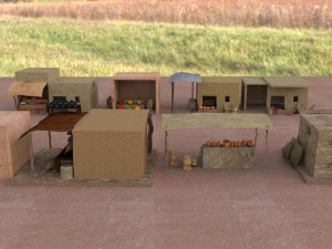 market village obj fbx mb ma texture lowpoly polygon mash game ready 3D 모델