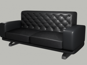 black leather couch Modelo 3D