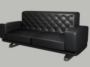 black leather couch 3D Model
