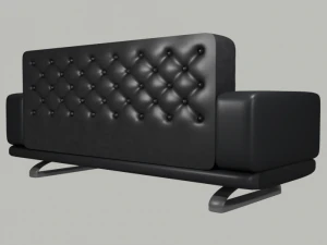 black leather couch 3D Model