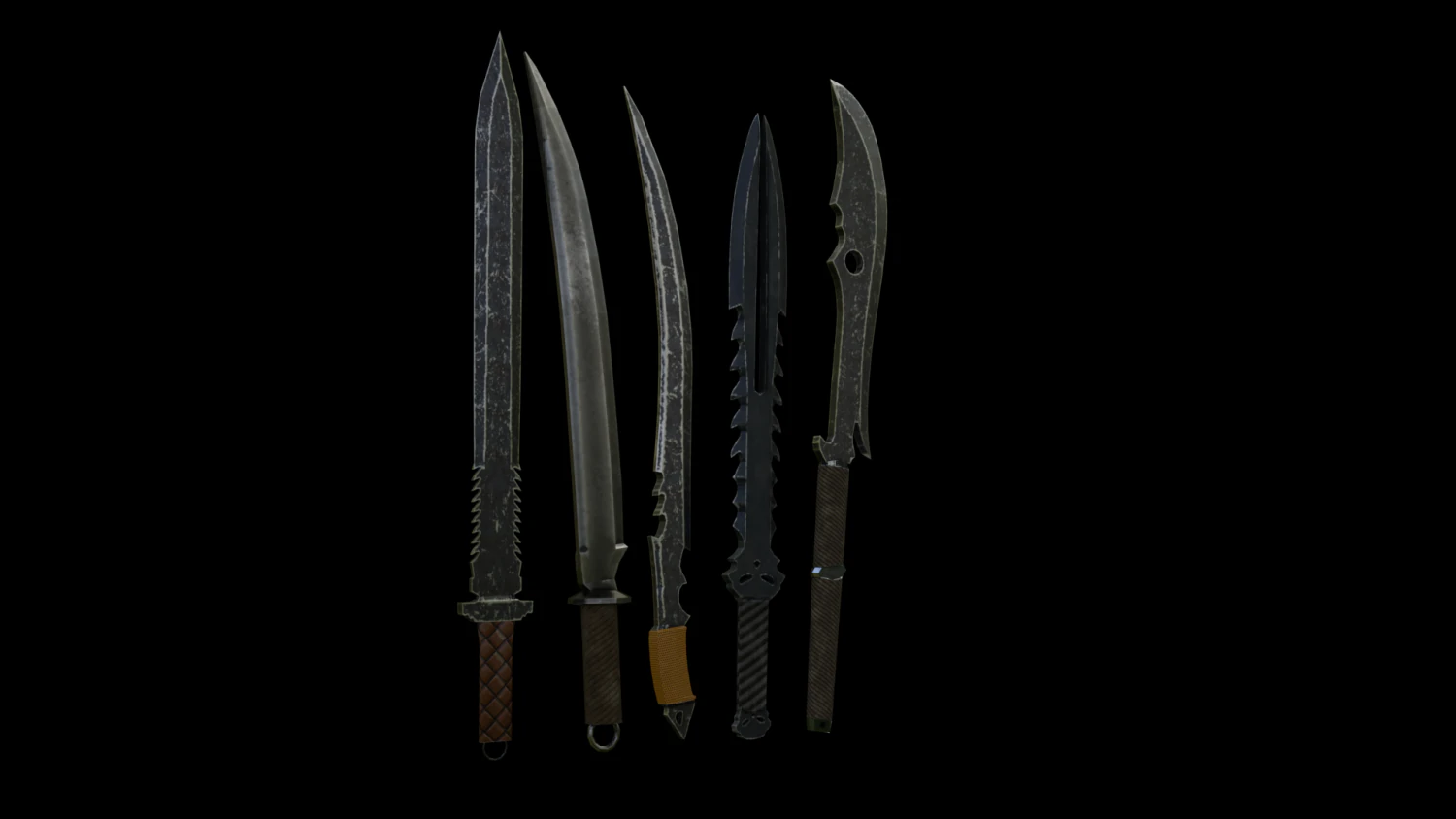 5 low poly swords 3D Model .c4d .max .obj .3ds .fbx .stl .blend