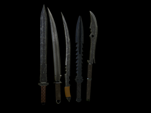 5 low poly swords 3D Model