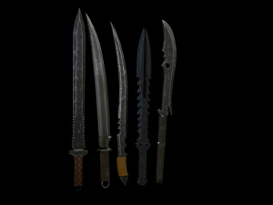 5 pedang poli rendah Model 3D